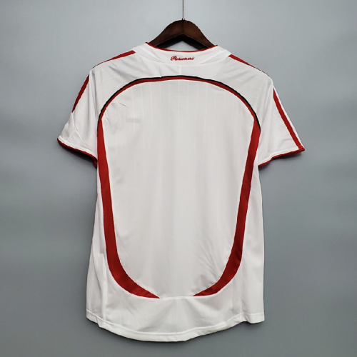 with Front Lettering Retro Jersey 2006-2007 AC Milan Away White Champions League Soccer Jersey