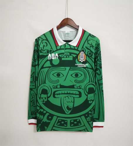 Long sleeves Retro Jersey 1998 Mexico Home Green Soccer Jersey