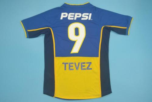 Retro Jersey 2002-2003 Boca Juniors 9 TAVEZ Home Soccer Jersey