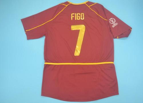 with Patch Retro Jersey 2002 Portugal 7 FIGO Home Soccer Jersey