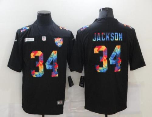 Oakland Raiders 34 JACKSON Black Vapor Untouchable Rainbow Limited Jersey