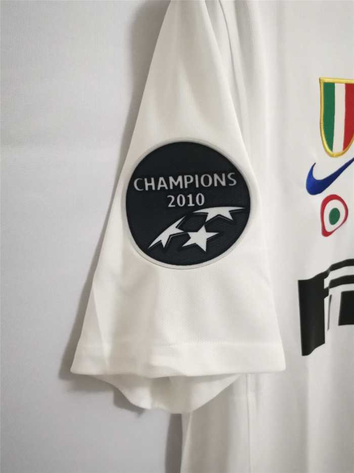 Retro Jersey with Champions 2010 and Front Patches Inter Milan 2010-2011 Away White Soccer Jersey