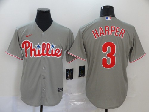 Philadelphia Phillies 3 HARPER Grey 2020 Cool Base Jersey