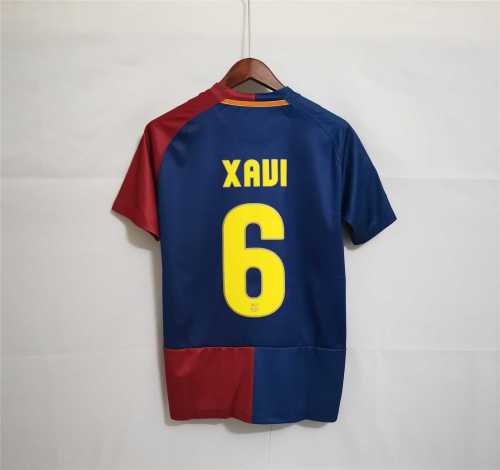 with Front Lettering+UCL Patch Retro Jersey 2008-2009 Barcelona XAVI 6 UCL Final Home Soccer Jersey