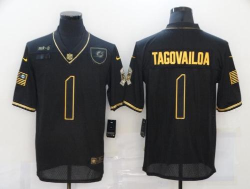 Dolphins 1 Tua Tagovailoa Black Gold 2020 Salute To Service Limited Jersey