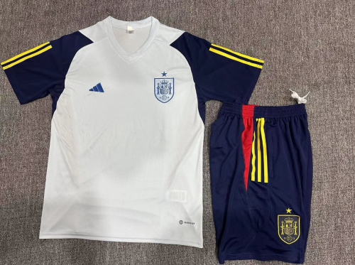 Adult Uniform 2023-2024 Spain White Soccer Training Jersey and Shorts
