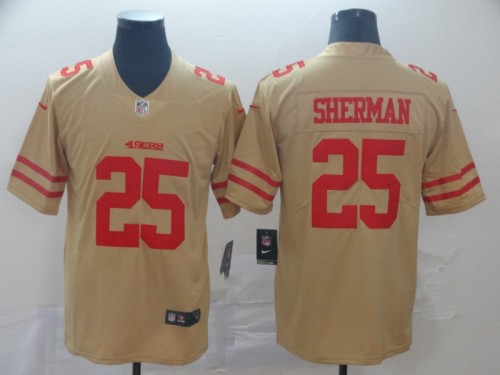 San Francisco 49ers 25 SHERMAN Gold NFL Jersey