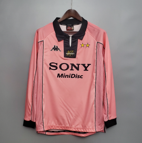 Long Sleeve Retro Jersey 1997-1998 Juventus Away Pink Soccer Jersey Vintage Maillot de Foot