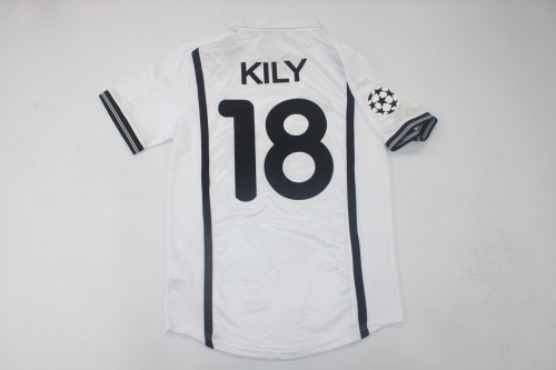 with UCL Patch+Front Lettering Retro Camisetas de Futbol 2000-2001 Valencia KILY 18 Home Soccer Jersey