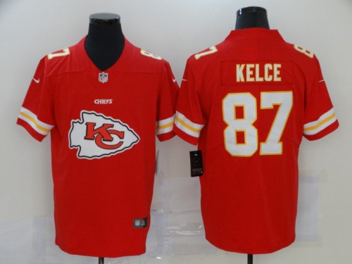 Kansas City Chiefs 87 Travis Kelce Red Team Big Logo Vapor Untouchable Limited Jersey
