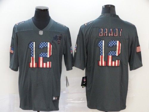 Tampa Bay Buccaneers 12 TOM BRADY 2020 Black Salute To Service USA Flag Fashion Limited Jersey