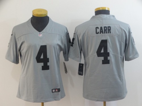 Oakland Raiders 4 Derek Carr Gray Women Inverted Legend Limited Jersey