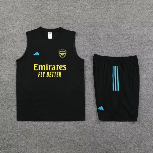 Adult Uniform 2023-2024 Arsenal Black Soccer Training Vest and Shorts