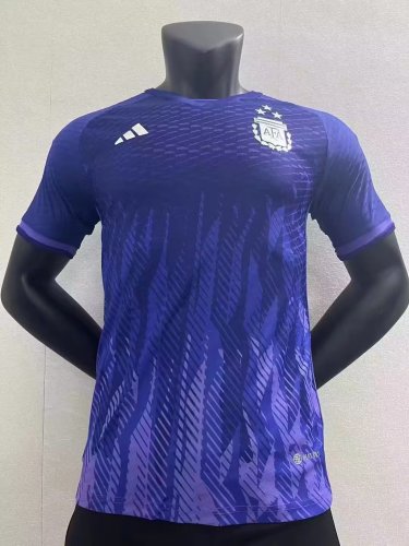 with 3 Stars Player Version 2022 World Cup Argentina Away Purple Soccer Jersey