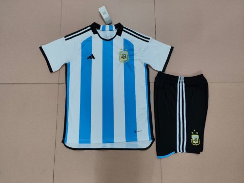 with 3 Stars Adult Uniform 2022 World Cup Argentina Home Soccer Jersey Shorts