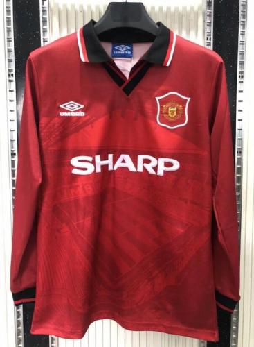 Long Sleeve Retro Jersey 1994-1996 Manchester United Home Soccer Jersey