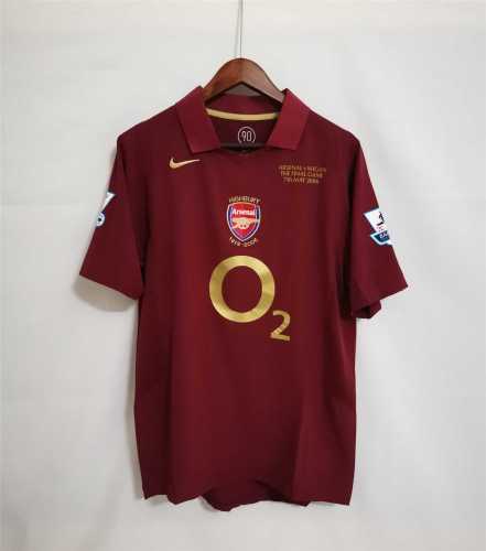with Front Lettering+EPL Patch Retro Jersey 2005-2006 Arsenal Home Soccer Jersey
