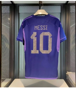 with Diamond Printed 10 Messi Jersey 2022 World Cup Argentina Away Jersey