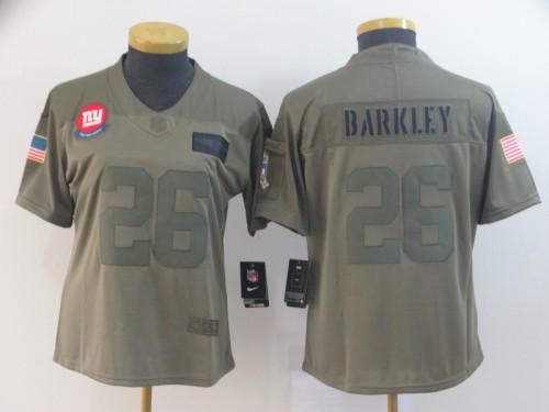 New York Giants 26 Saquon Barkley 2019 Olive Women Salute To Service Limited Jersey