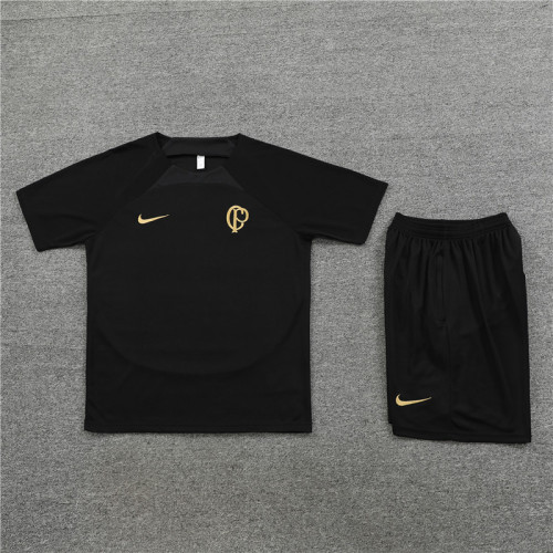 Adult Uniform 2023-2024 Corinthians Black Soccer Training Jersey Shorts