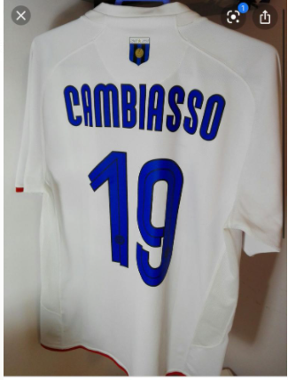 with Scudetto Patch Retro Jersey 2007-2008 Inter Milan 19 CAMBIASSO Away White Soccer Jersey