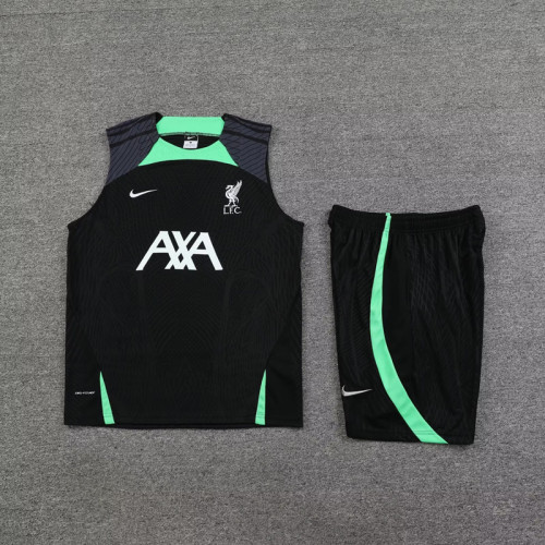 Adult Uniform 2023-2024 Liverpool Black Soccer Training Vest and Shorts