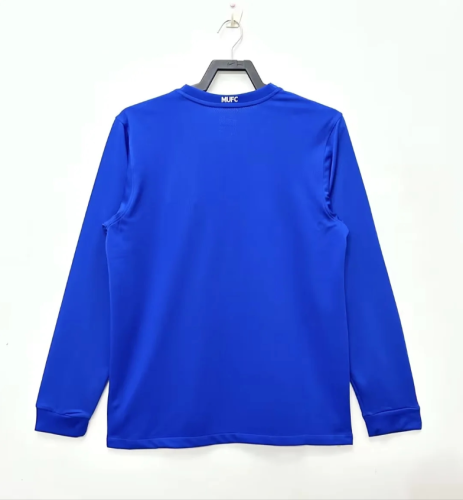 Long Sleeve Retro Shirt 2008-2009 Manchester United Third Away Blue Vintage Soccer Jersey