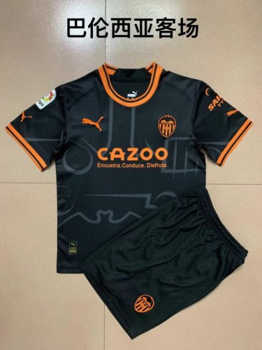 Adult Uniform 2022-2023 Valencia Away Black Soccer Jersey Shorts