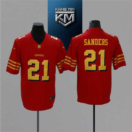 2021 49ers 21 SANDERS RED NFL Jersey S-XXL YELLOW Font