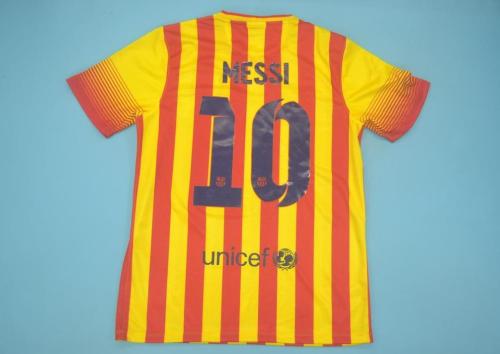 Retro Jersey 2013-2014 Barcelona MESSI 10 Away Yellow Soccer Jersey