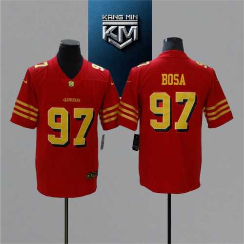 2021 49ers 97 BOSA RED NFL Jersey S-XXL YELLOW Font