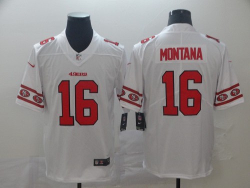 San Francisco 49ers 16 Joe Montana White Team Logos Fashion Vapor Limited Jersey