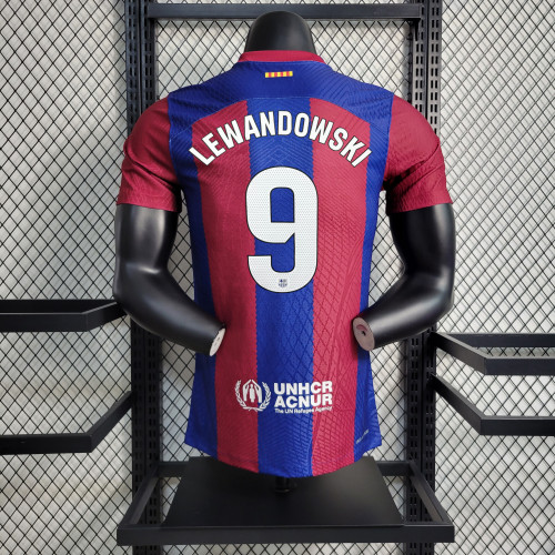 LEWANDOWSKI 9 Shirt for 2023-2024 Player Version Barcelona Home Soccer Jersey