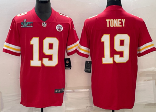 Chiefs 19 TONEY Red 2023 Super Bowl LVII Vapor Limited Jersey