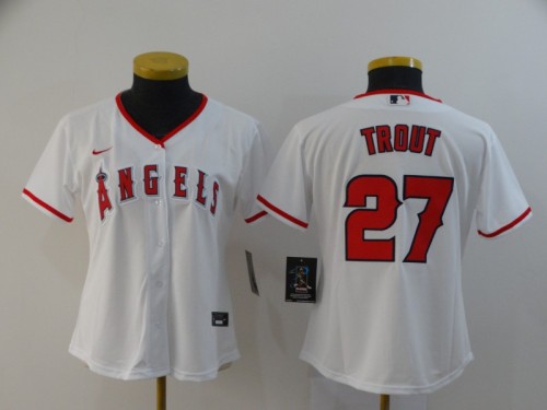 Women Los Angeles Angels of Anaheim 27 TROUT White 2020 Cool Base Jersey