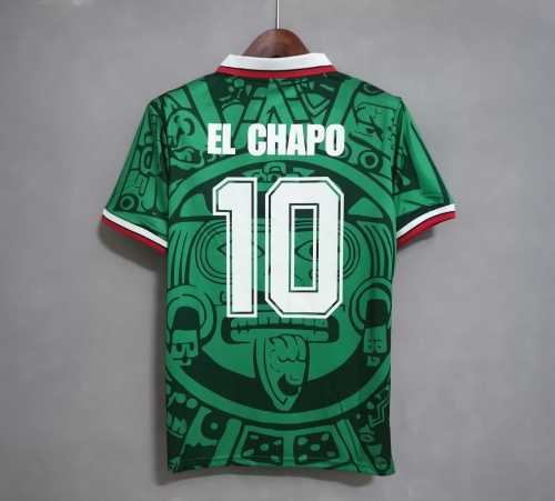 Retro Jersey 1998 Mexico EL CHAPO 10 Home Soccer Jersey