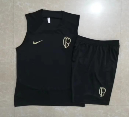 Adult Uniform 2023-2024 Corinthians Black Soccer Trainng Vest and Shorts
