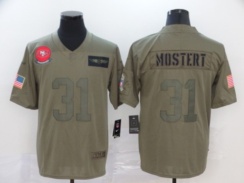 San Francisco 49ers 31 MOSTERT  2019 Olive Salute To Service Limited Jersey