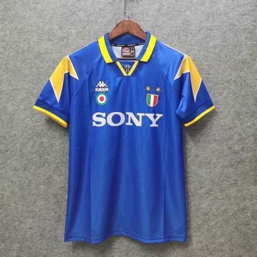 with Coppa Italia+Scudetto Patch Retro Jersey Juventus 1995-1996 Away Blue Soccer Jersey Vintage Football Shirt
