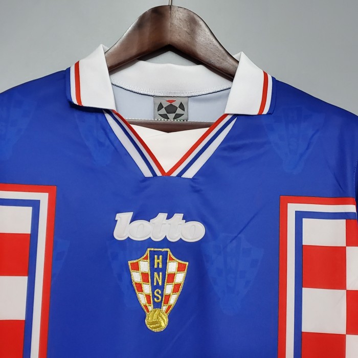 Retro Jersey 1998 Croatia Away Soccer Jersey Blue Vintage Football Shirt