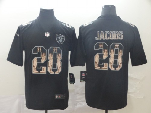 Oakland Raiders 28 JACOBS Black Black Statue of Liberty Limited Jersey