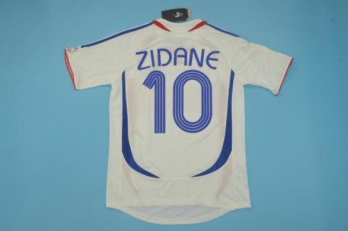 with Patch Retro Jersey 2006 #10 ZIDANE  France Away White Jersey