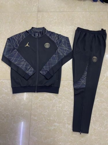 2023-2024 PSG Black Soccer Jacket and Long Pants