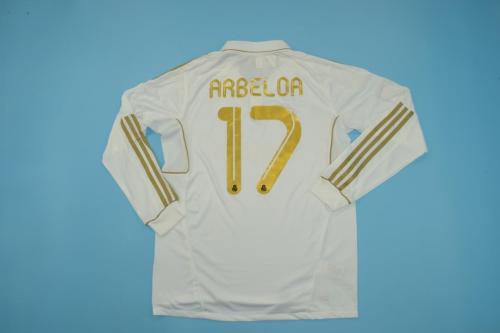 Retro Jersey 2011-2012 Long Sleeve Real Madrid 17 ARBELOA Home Soccer Jersey
