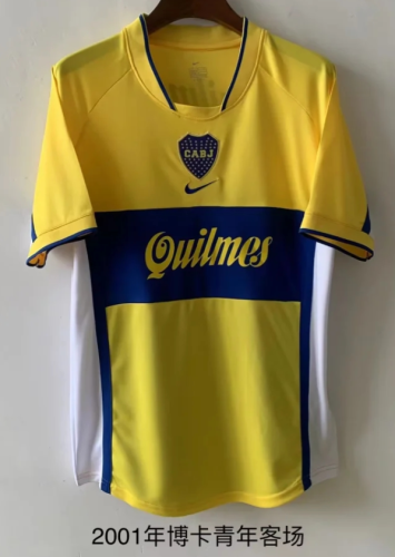 Retro Jersey 2001 Boca Juniors Away Yellow Soccer Jersey Vintage Football Shirt