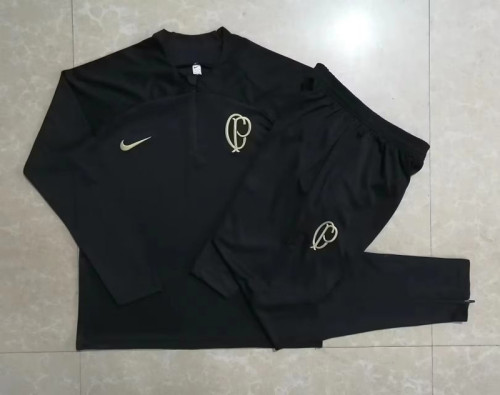2023-2024 Corinthians Black Soccer Training Sweater and Pants
