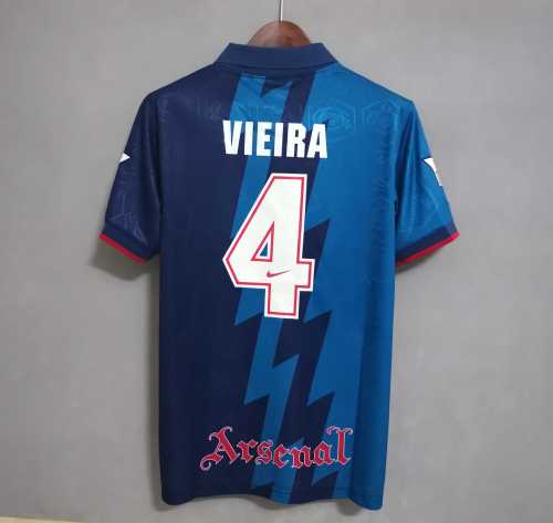 with EPL Patch Retro Jersey 1995-1996 Arsenal VIEIRA 4 Away Blue Soccer Jersey