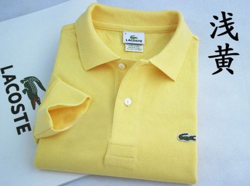 Light Yellow Long Sleeve La-coste Polo for Men and Women Style