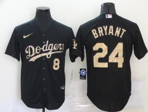 Los Angeles Dodgers 24 Bryant Black/Gold Cool Base Jersey