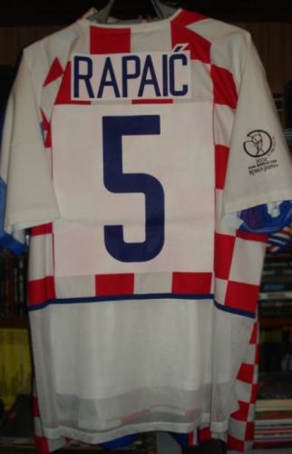 with Sleeve Printing Retro Jersey 2002 Croatia 5 RAPAIC Home White/Red Soccer Jersey